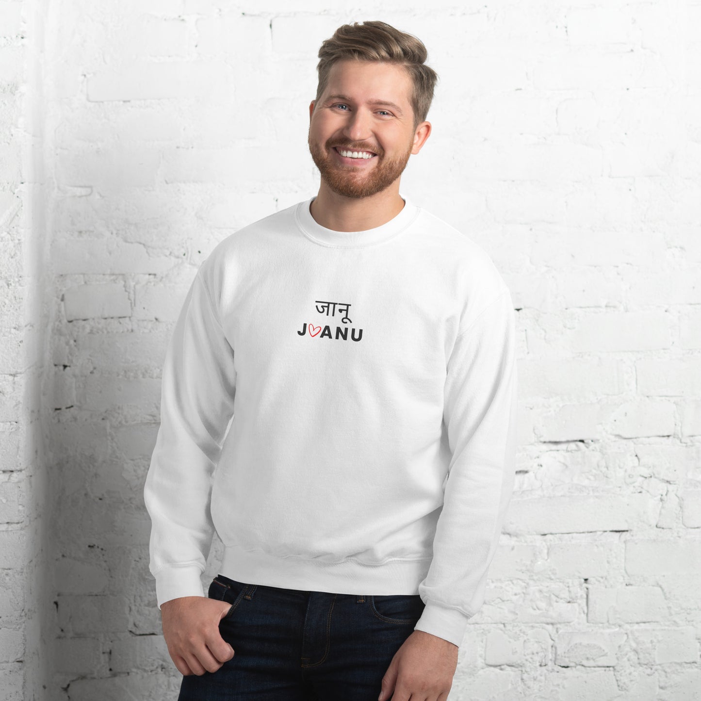 Jaanu Hindi Unisex Sweatshirt White